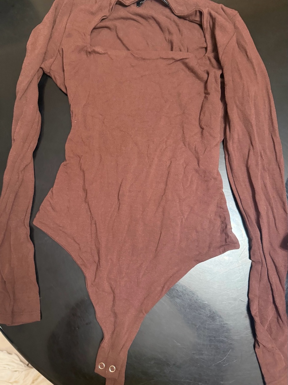 naked wardrobe Long-Sleeve Bodysuit in Brown